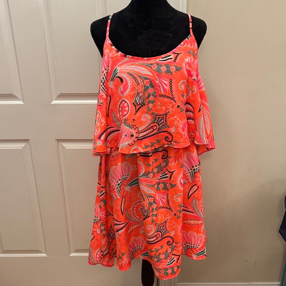 Vibrant Orange Paisley Women's Dress